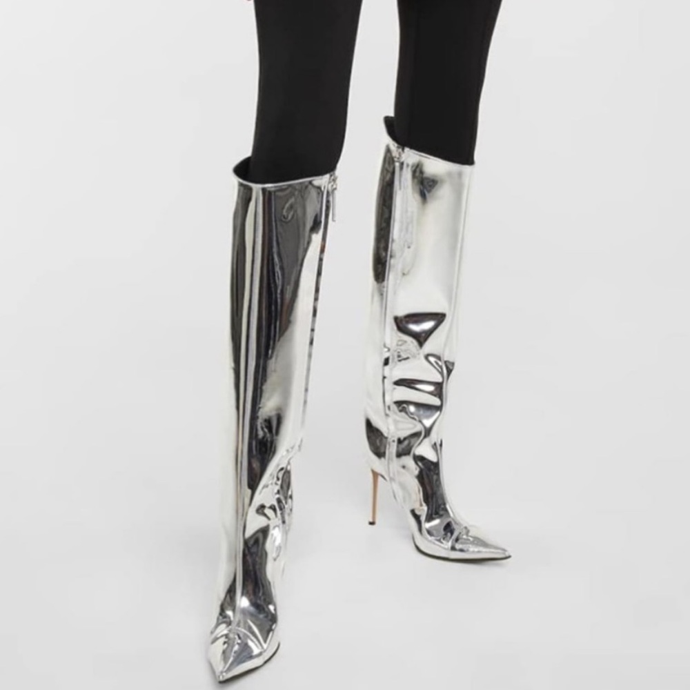New Arqa Metallic High Boots Stiletto - Picture 9 of 17